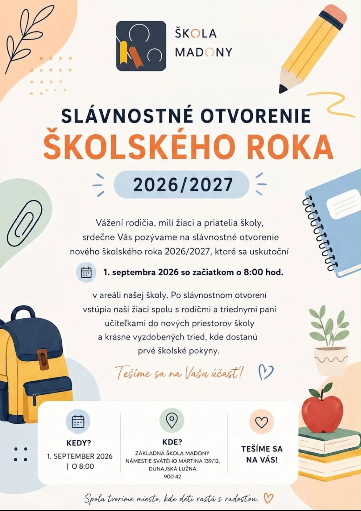 Otvorenie školského roka 2026 2027